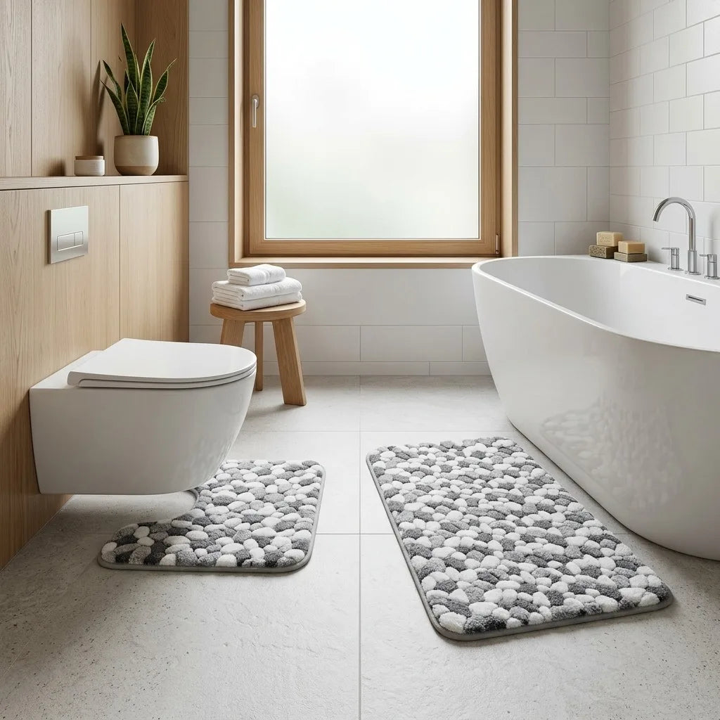Pebble Stone Bath Mat Set