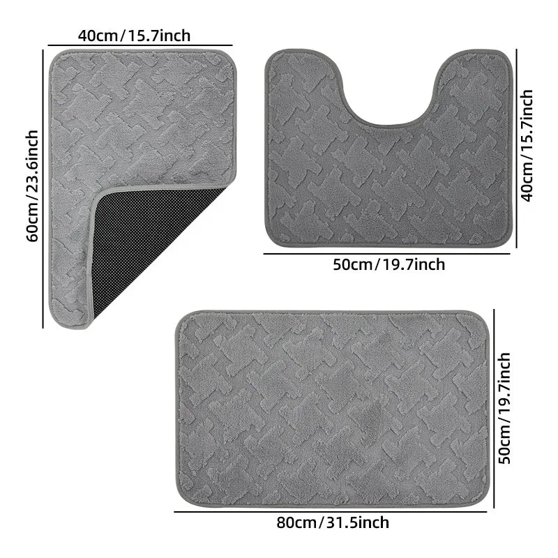 Toilet Bath Mat Set in Grey