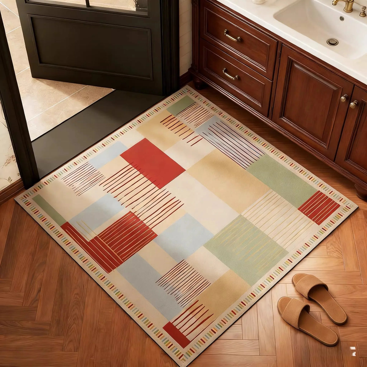Block Print Bath Mat Rug