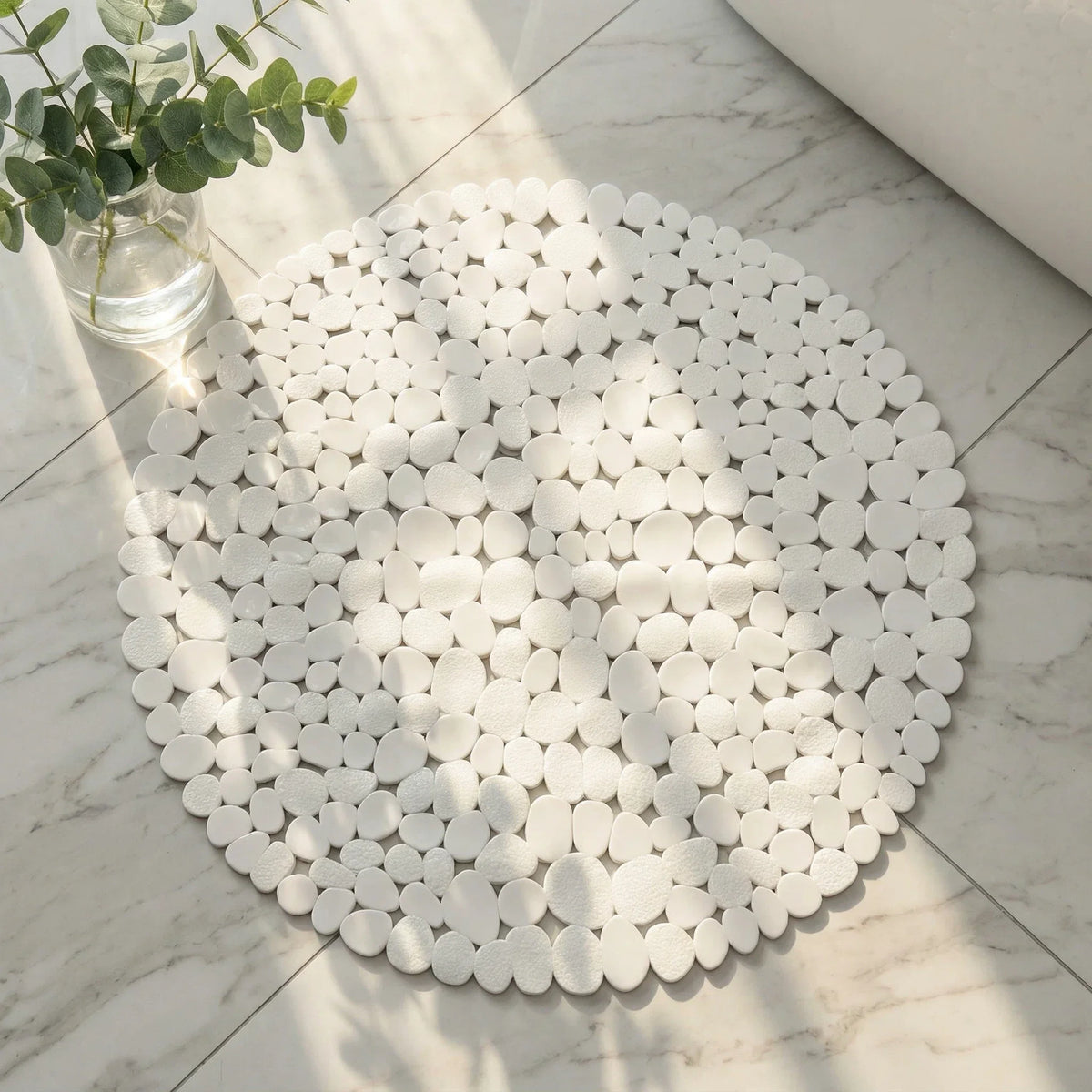 White Pebble Shower Bath Mat