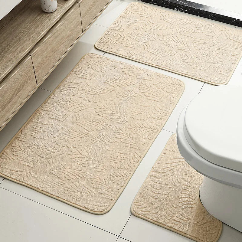 3 Piece Bath Mat Set in Beige