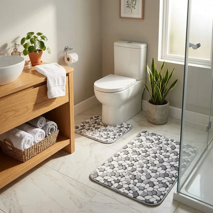 Pebble Stone Bath Mat Set