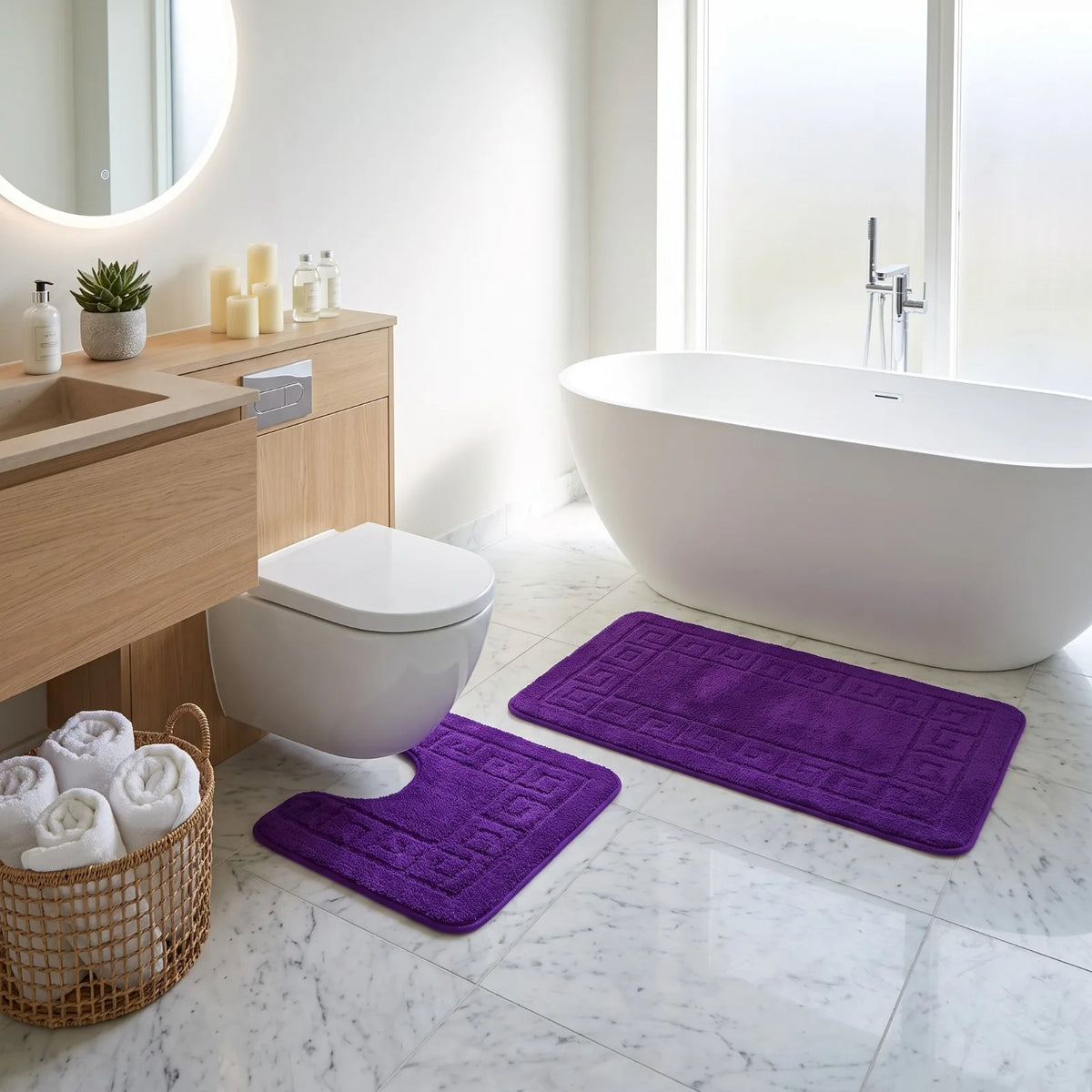 Purple Bath and Pedestal Mat