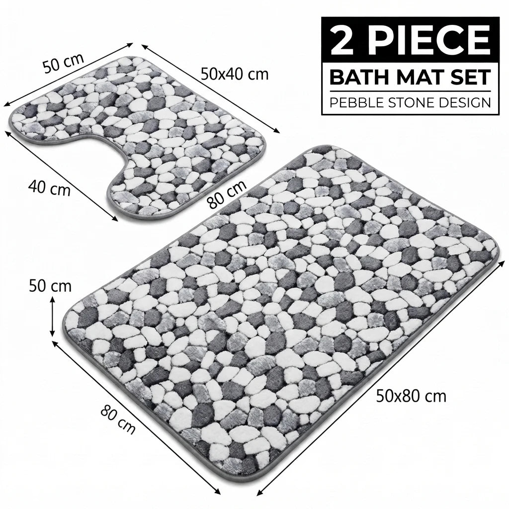 Pebble Stone Bath Mat Set