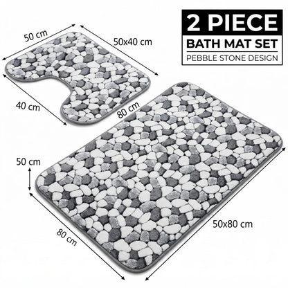 Pebble Stone Bath Mat Set