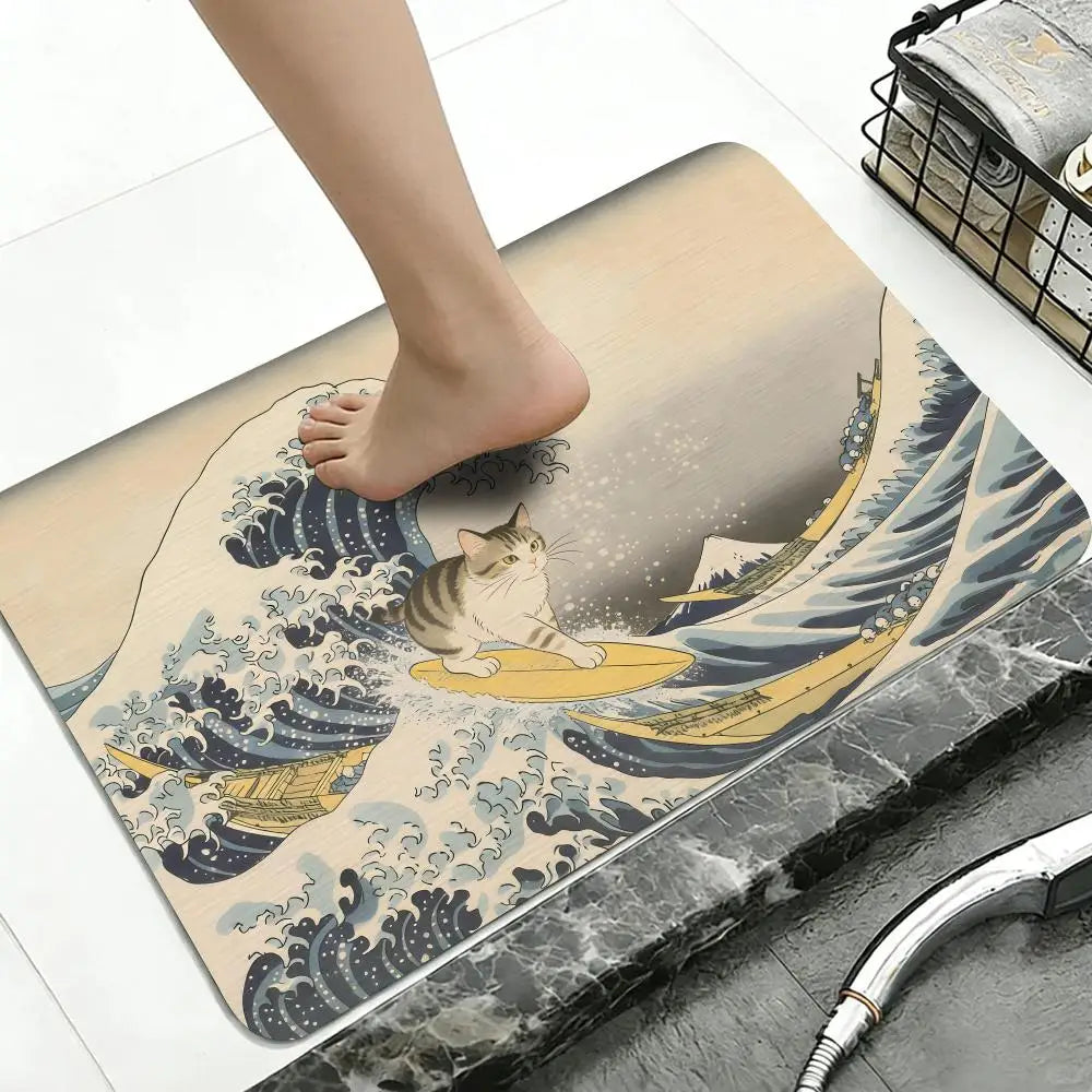 The Great Wave bath mat