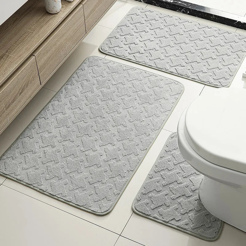 Toilet Bath Mat Set in Grey
