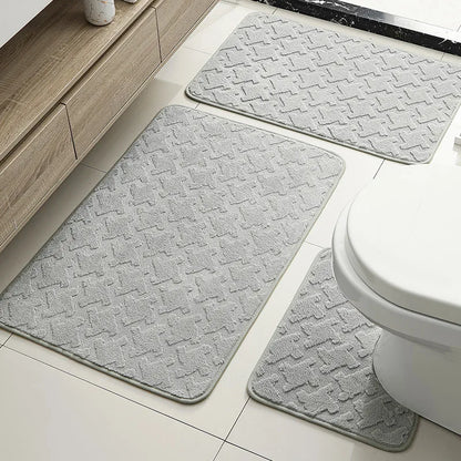 Toilet Bath Mat Set in Grey