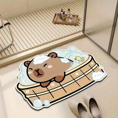 Capybara kids bath mat