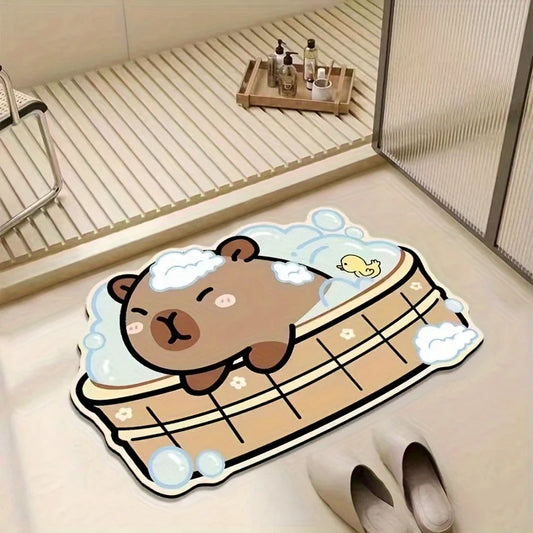 Capybara kids bath mat