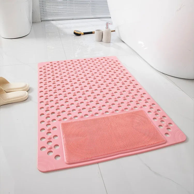 Non-slip Bath Mat with Foot Scrubber Panel