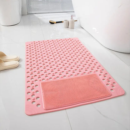 Non-slip Bath Mat with Foot Scrubber Panel