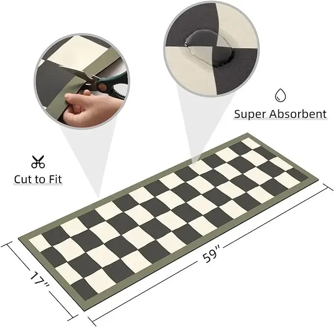 Long Checkerboard Bath Mat