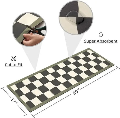 Long Checkerboard Bath Mat