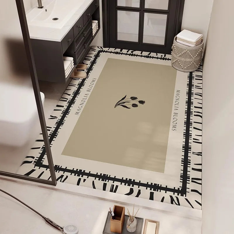 Extra large bath mat with tulip design