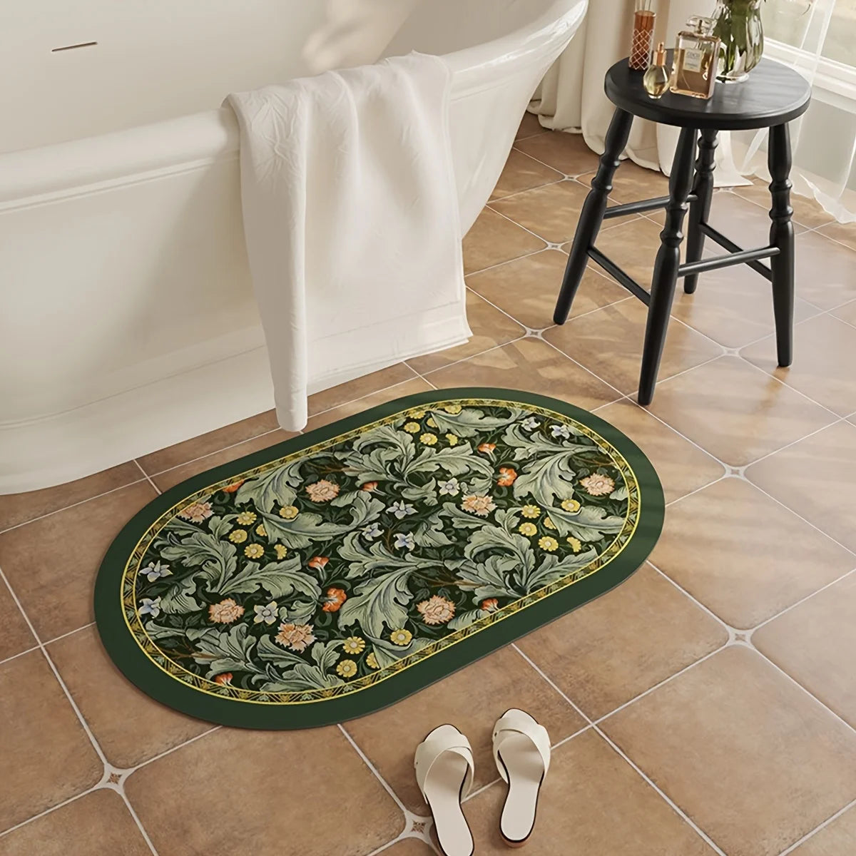 Retro oval bath mat