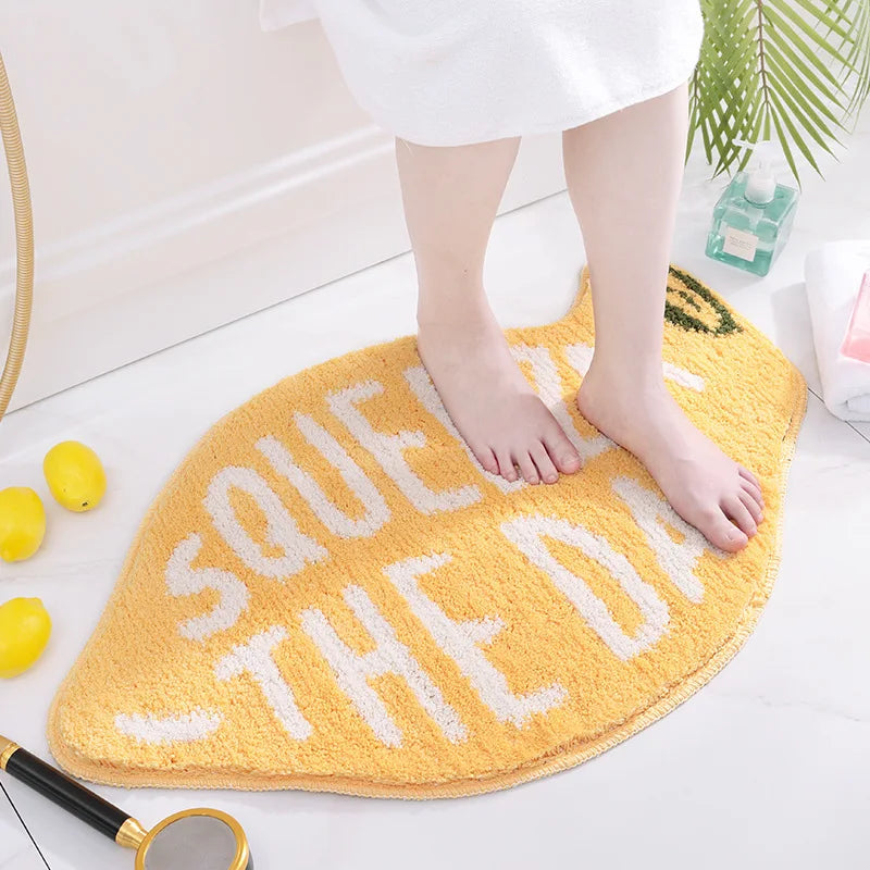 Lemon shaped bath mat