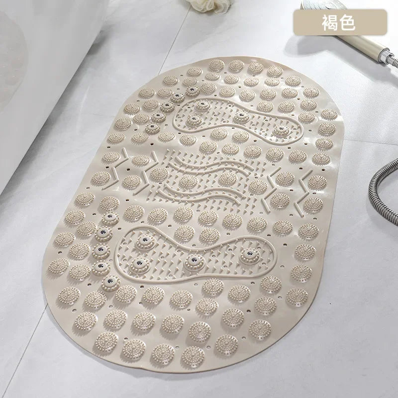 Beige massage bath mat