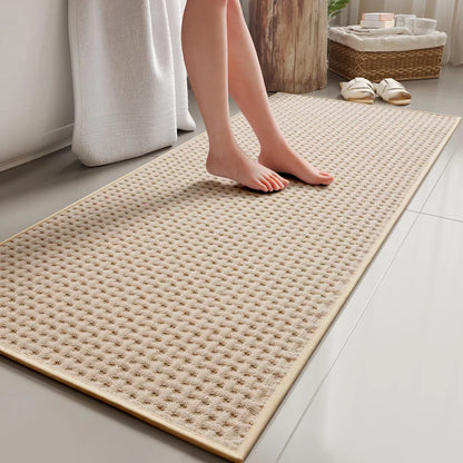Long woven bath mat