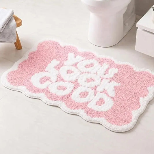You Look Good Bath Mat in Pink