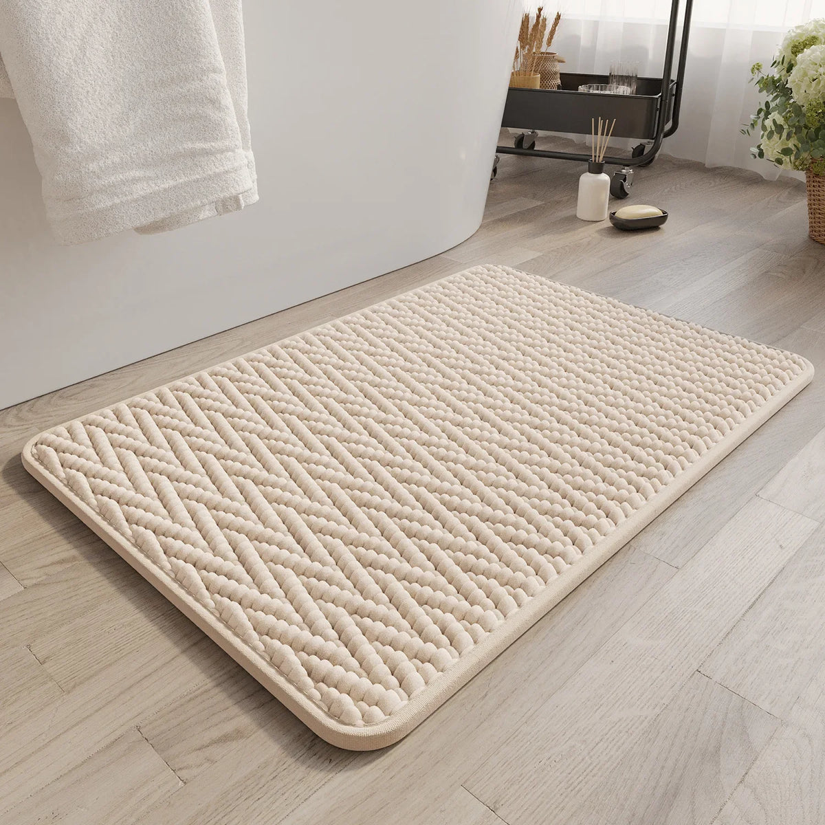 Cotton Bath Mat in Cream