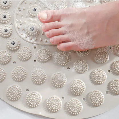 Beige massage bath mat