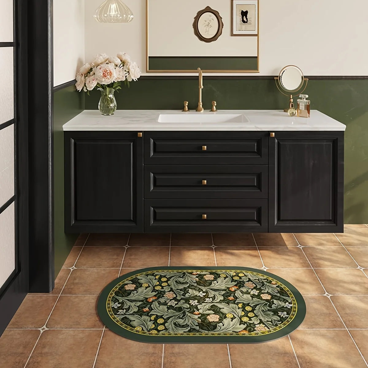 Retro oval bath mat