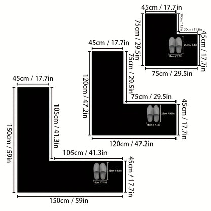 Grey L shaped bath mat