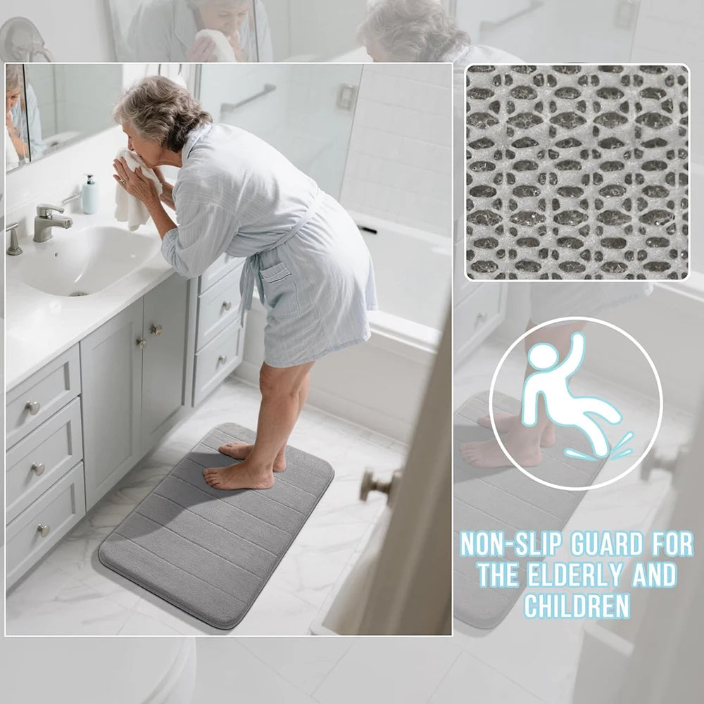 Three Pieces Memory Foam Bath Mat Set