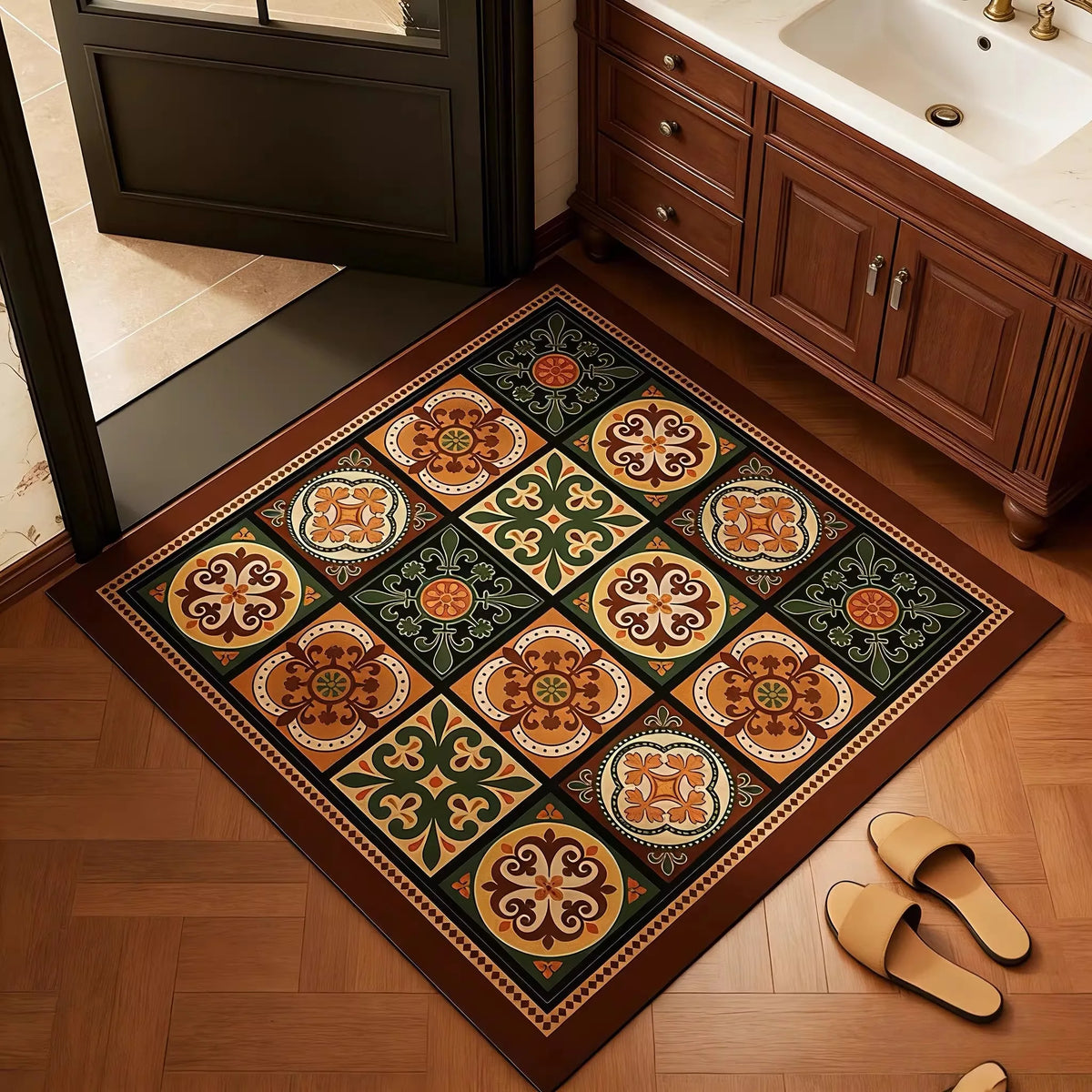 Victorian tiles bath mat