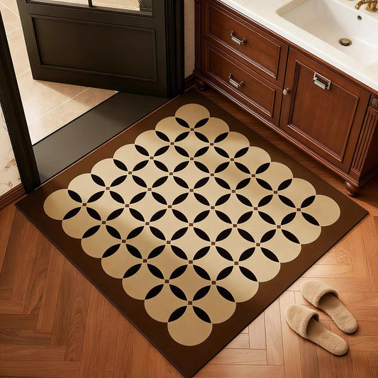Vintage Square Brown Bath Mat