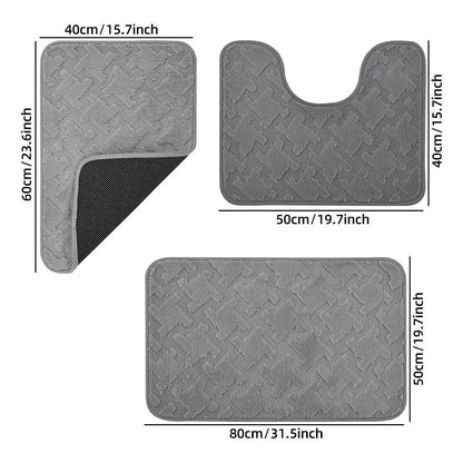 Toilet Bath Mat Set in Grey