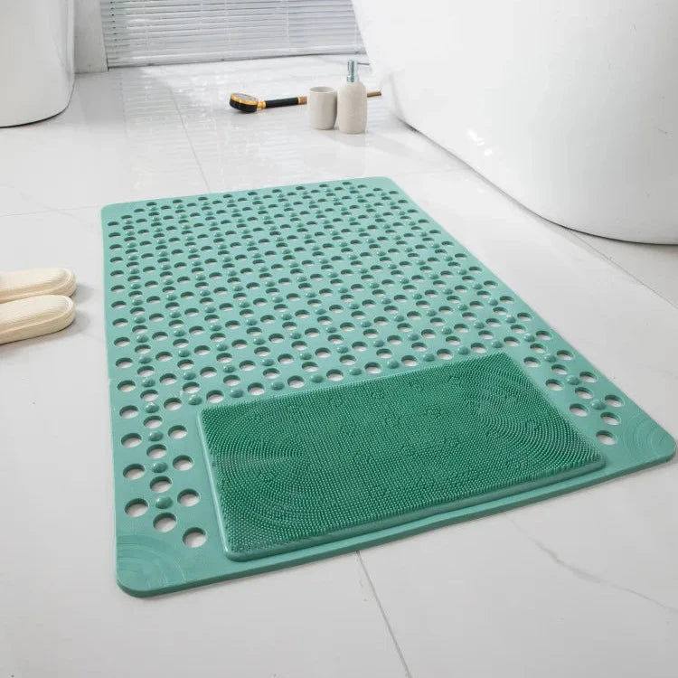 Non-slip Bath Mat with Foot Scrubber Panel