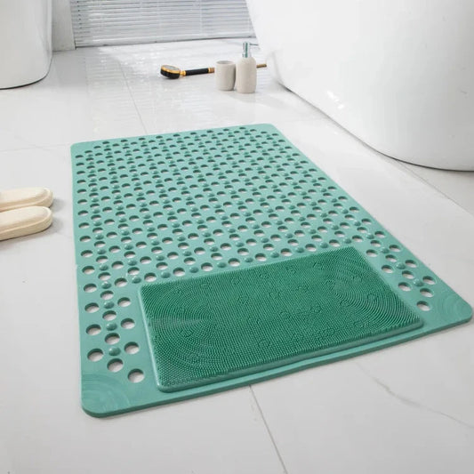 Non-slip Bath Mat with Foot Scrubber Panel