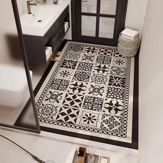 Extra large bath mat with tiles design