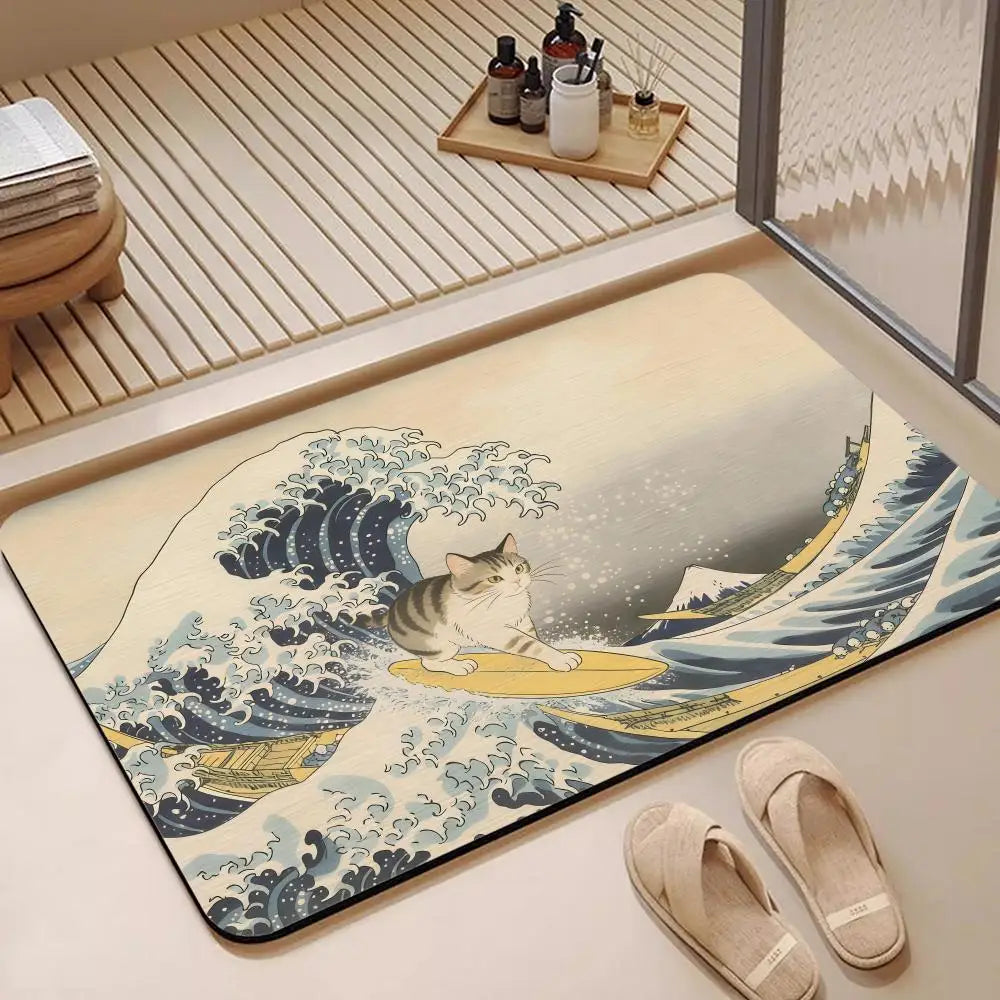 The Great Wave bath mat