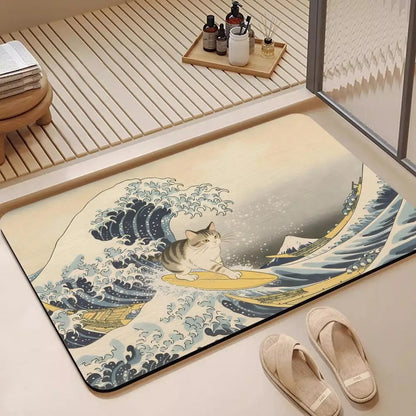 The Great Wave bath mat