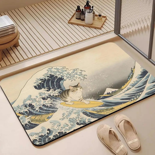 The Great Wave bath mat