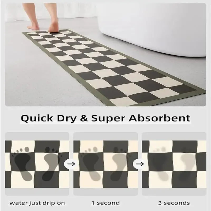 Long Checkerboard Bath Mat