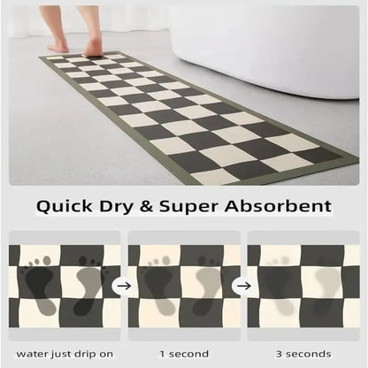 Long Checkerboard Bath Mat