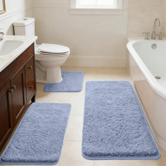 Blue Bath Mat Set of Three