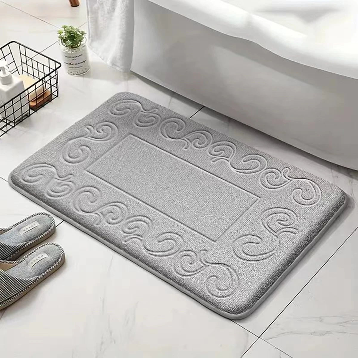Grey memory foam bath mat