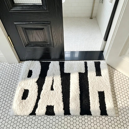 Black and White Bath Mat Slogan