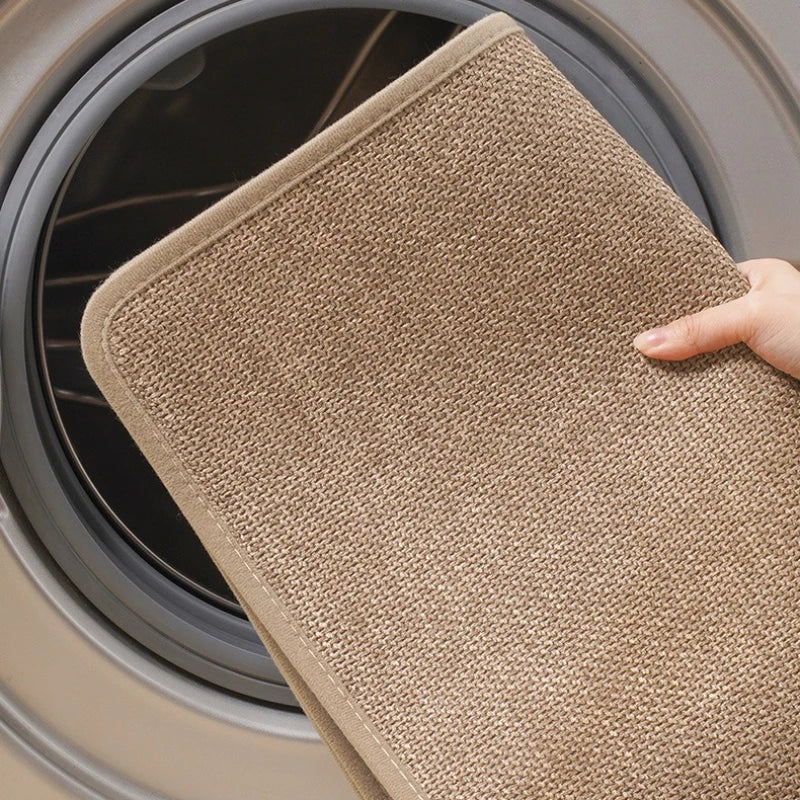 Curved Linen Bath Mat