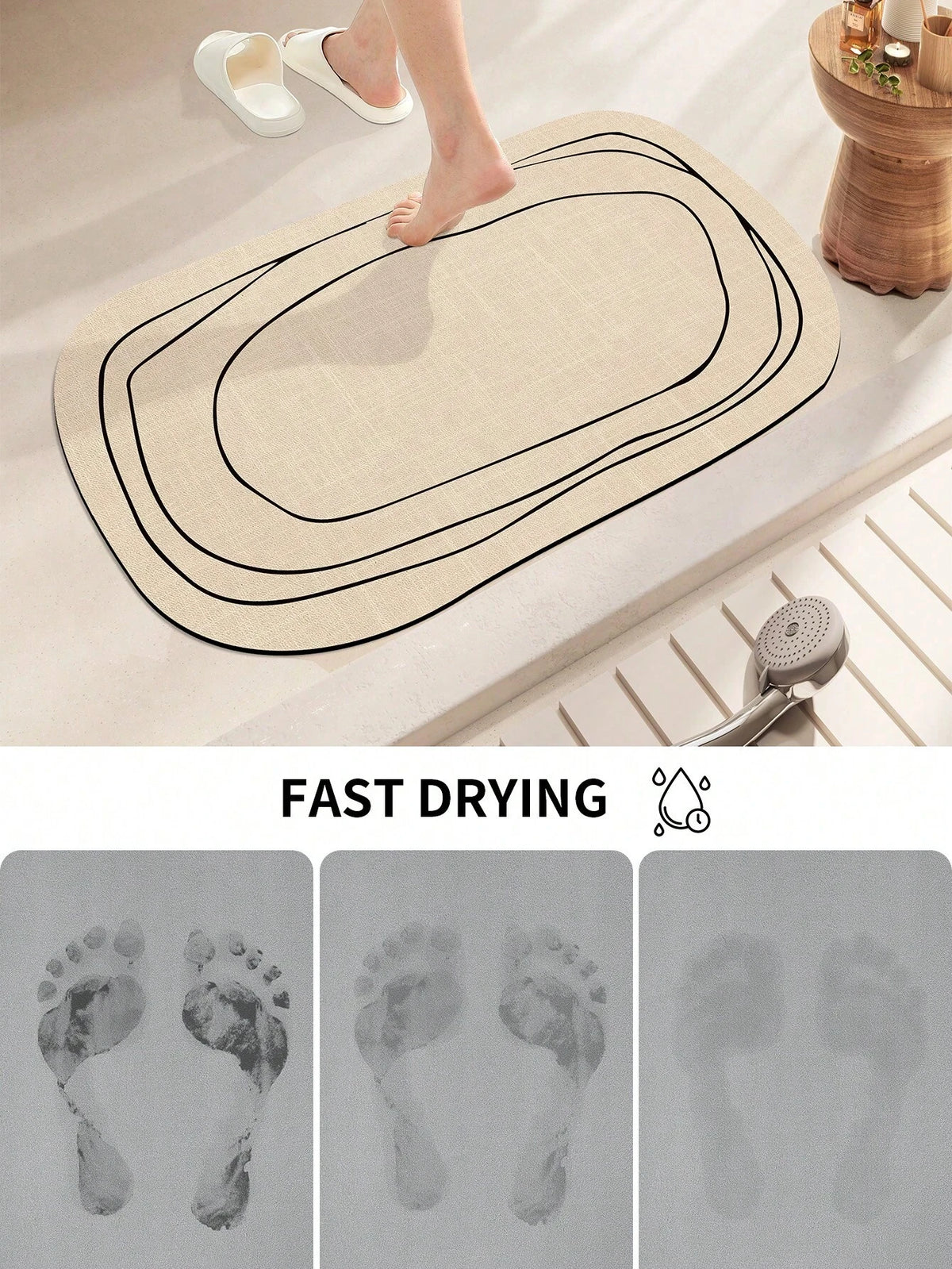 Bath Mat with Hand-Drawn Line