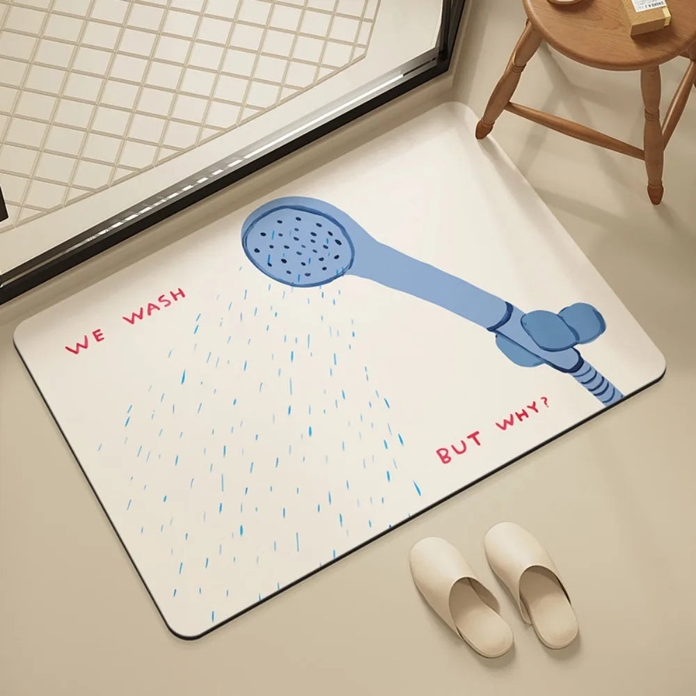 Funny Bath Mat - We Wash But Why