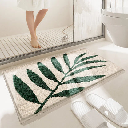 Leaf Design Bathroom Mat