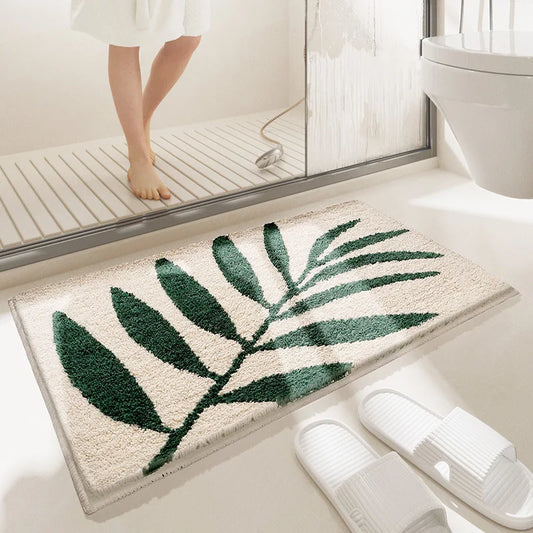 Leaf Design Bathroom Mat