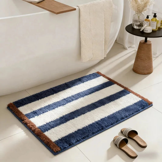 Blue and White Bath Mat