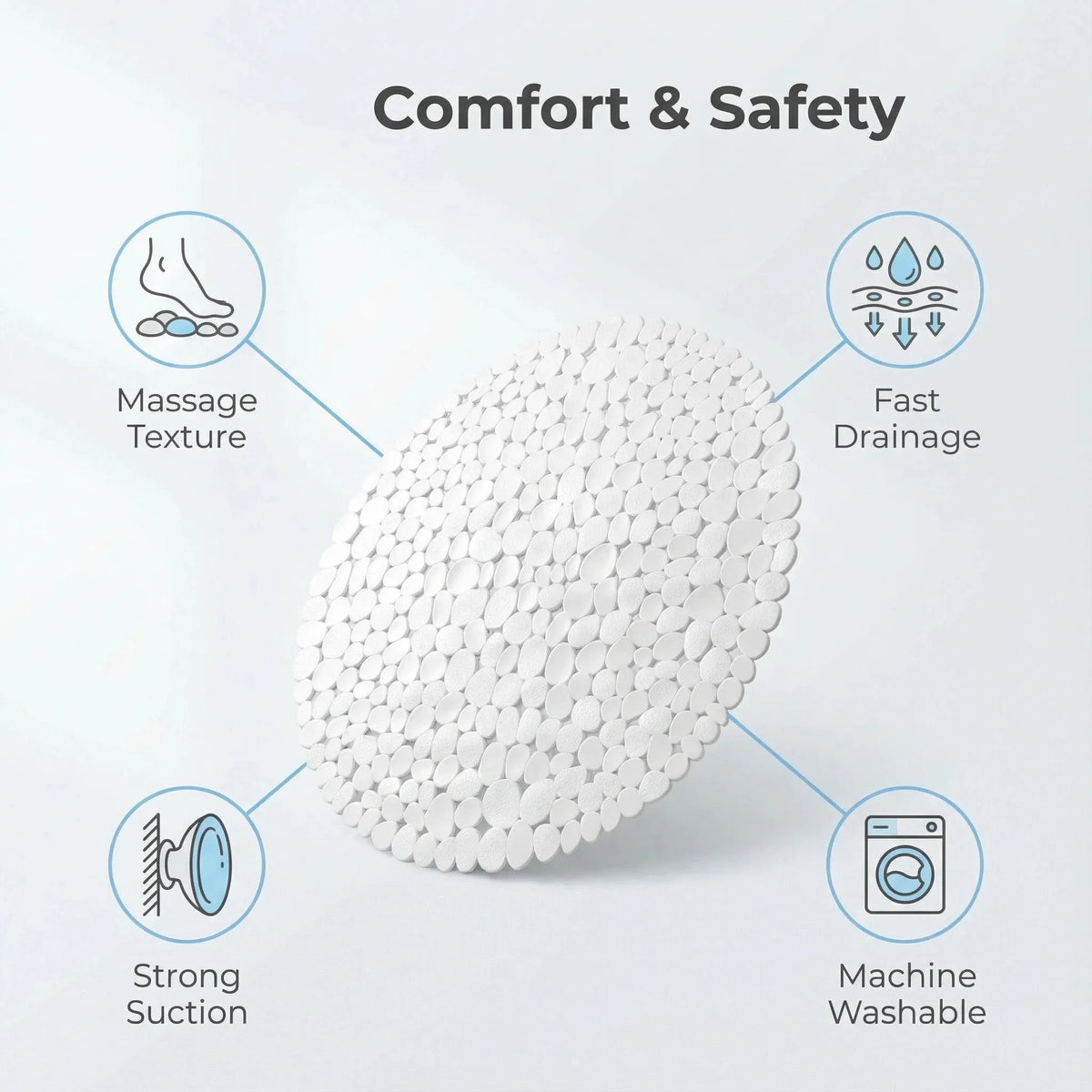 White Pebble Shower Bath Mat